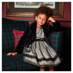 Janie and Jack Girls 6 Black White Dot Tulle Dress Formal Party